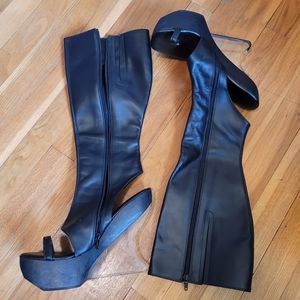 NYLA Aqua17 TR Black Boots with Cutouts and Lucite Heel